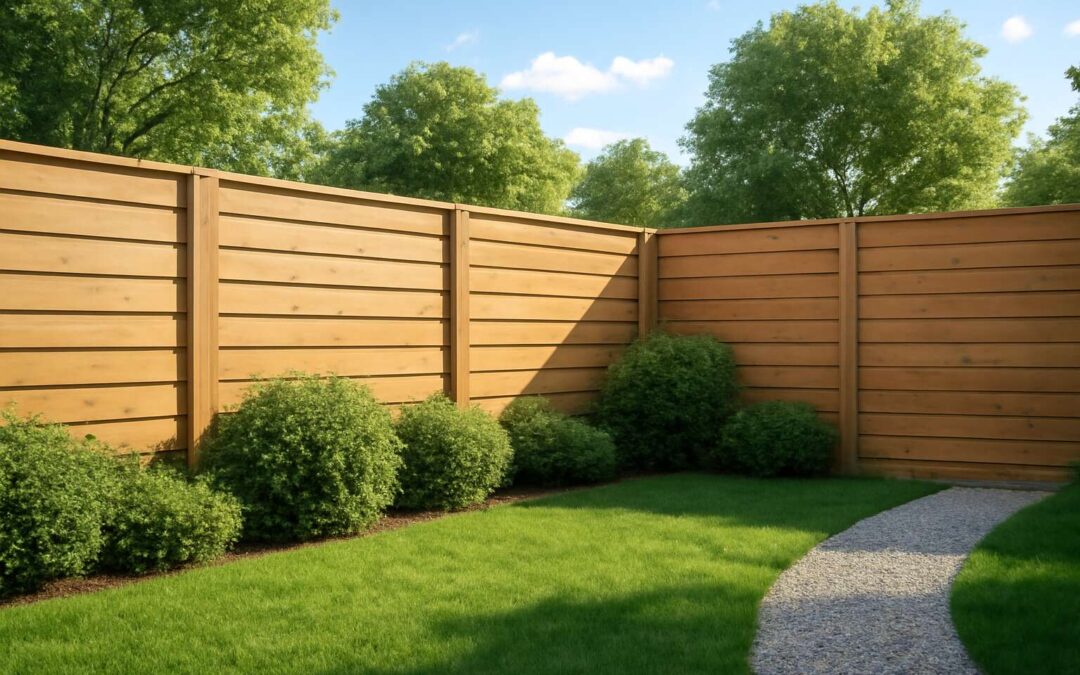 Upgrade your yard with fences with horizontal boards for timeless curb appeal.